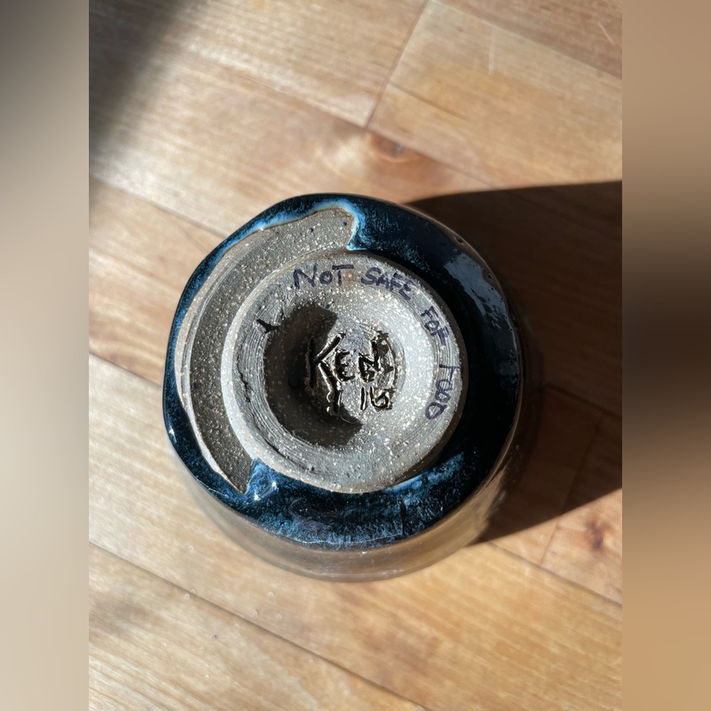 Handcrafted Blue Ceramic Bowl - Picture 8 of 8